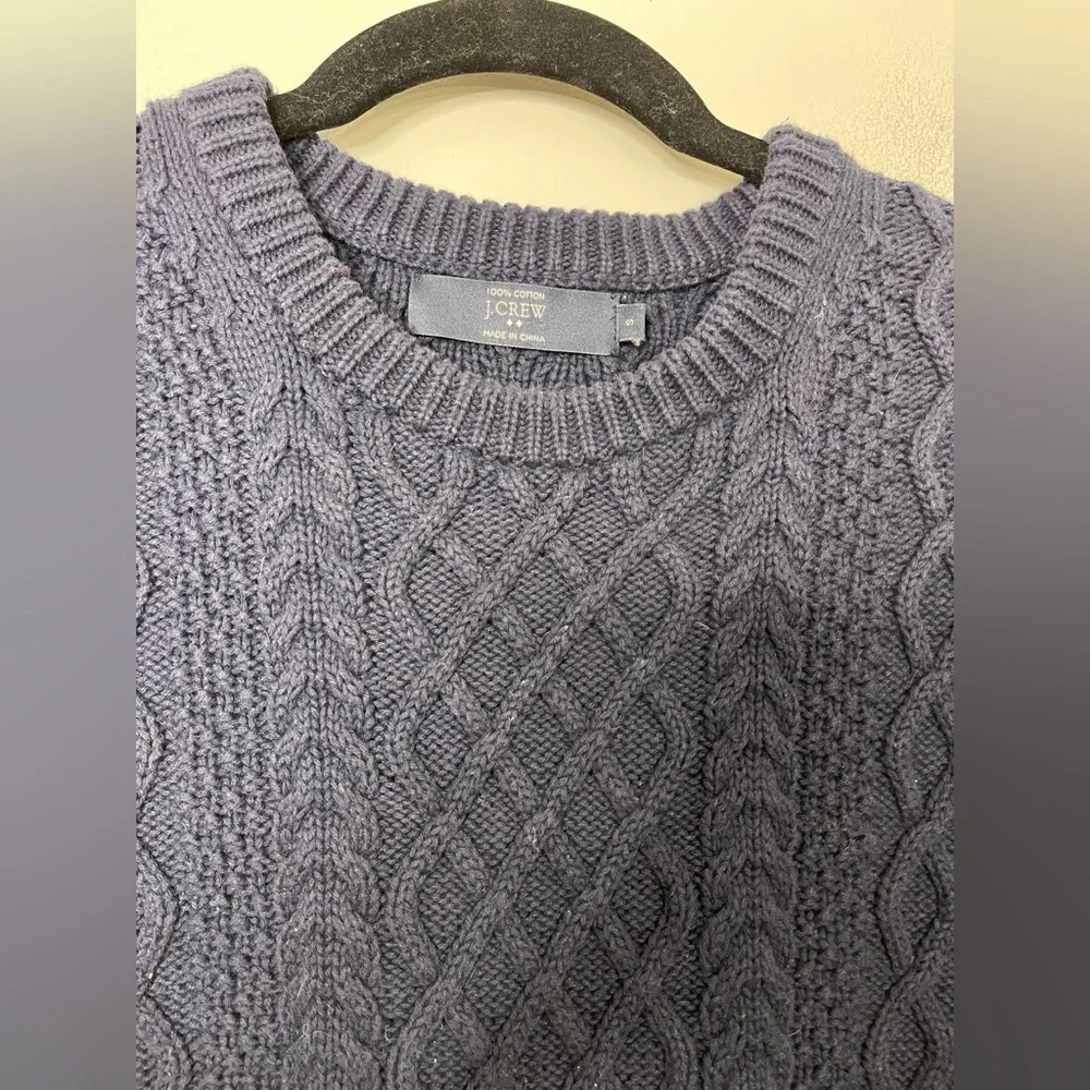 J. Crew Men’s Navy Cotton Cable Knit Pullover Crewneck Sweater S